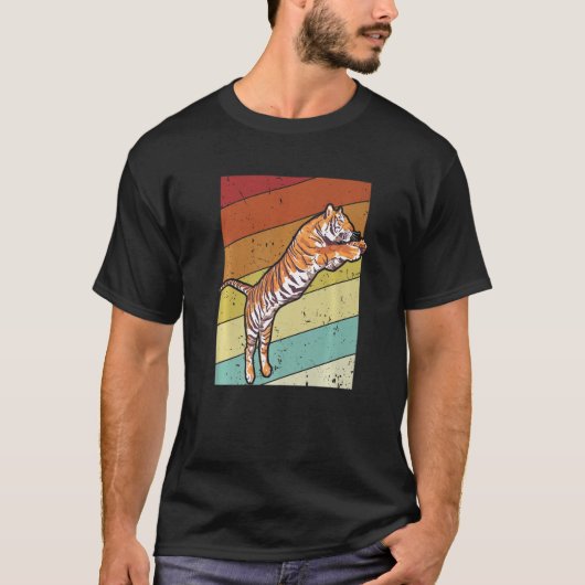 レトロ野生の猫プレデター猫の王タイガーシベリアti tシャツ (正面)