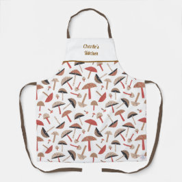 レトロ野生キノコかわいいお洒落植物学 エプロン