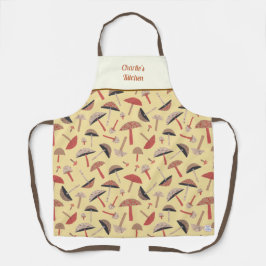 レトロ野生キノコかわいいお洒落植物学 エプロン