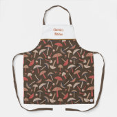 レトロ野生キノコかわいいお洒落植物学 エプロン (正面)