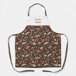 レトロ野生キノコかわいいお洒落植物学 エプロン