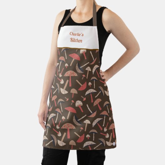 レトロ野生キノコかわいいお洒落植物学 エプロン (インサイチュ)