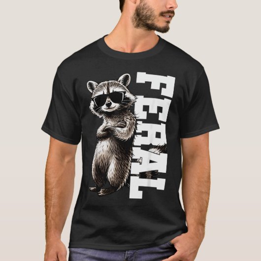 レトロ野生面白ミームアライグマ動物好き Tシャツ (正面)
