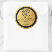 レトロ金ゴールドと結婚式の引き出物用ブラックスティッカー ラウンドシール (バッグ)