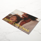 レトロ金ゴールドはっきりしたメリークリスマス写真 箔シーズンカード (回転した状態)