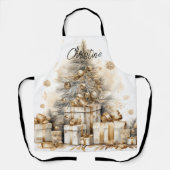 レトロ金ゴールドクリスマスツリー名 エプロン (正面)
