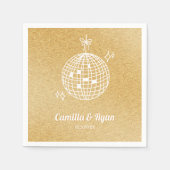 レトロ金ゴールドグリッターディスコ結婚のデコナプキンズ スタンダードカクテルナプキン (正面)