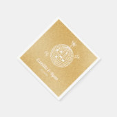 レトロ金ゴールドグリッターディスコ結婚のデコナプキンズ スタンダードカクテルナプキン (角)