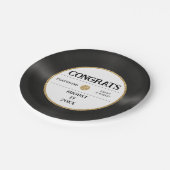 レトロ金ゴールドグリッタービニールレコードおめでとう結婚ズ ペーパープレート (アングル)