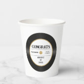 レトロ金ゴールドグリッタービニールレコードおめでとう結婚ズ 紙コップ (正面)