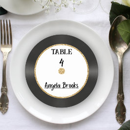 レトロ金ゴールドグリッタービニール結婚レコード座席表 ラウンドペーパーコースター