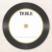 レトロ金ゴールドグリッタービニール結婚レコード座席表 ラウンドペーパーコースター (正面)