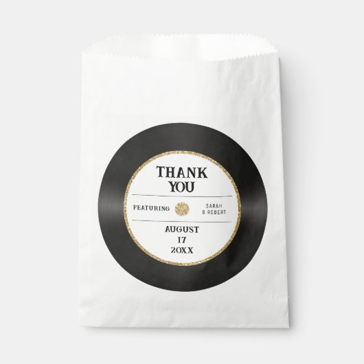 レトロ金ゴールドグリッターレコードありがとう結婚さん フェイバーバッグ (正面)