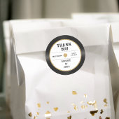 レトロ金ゴールドグリッターレコードありがとう結婚さん ラウンドシール