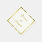 レトロ金ゴールドグリーンダマスクウェディングカクテル スタンダードカクテルナプキン (角)