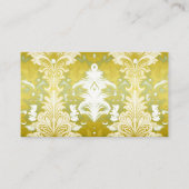 レトロ金ゴールドグリーンダマスクウェディング エンクロージャーカード (裏面)
