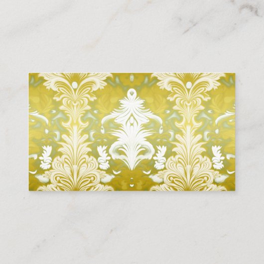 レトロ金ゴールドグリーンダマスクウェディング エンクロージャーカード (裏面)