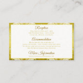 レトロ金ゴールドグリーンダマスクウェディング エンクロージャーカード (正面)