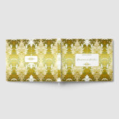 レトロ金ゴールドグリーンダマスクウェディング ゲストブック (全面)