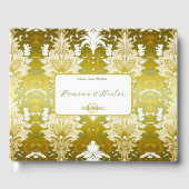 レトロ金ゴールドグリーンダマスクウェディング ゲストブック (正面)