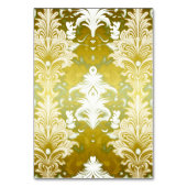 レトロ金ゴールドグリーンダマスクウェディング テーブルナンバー (裏面)