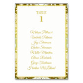 レトロ金ゴールドグリーンダマスクウェディング テーブルナンバー (正面)