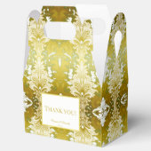 レトロ金ゴールドグリーンダマスクウェディング フェイバーボックス (オープン)