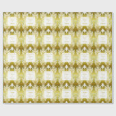 レトロ金ゴールドグリーンダマスクウェディング ラッピングペーパー (フラット)