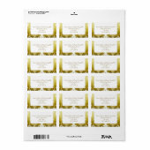 レトロ金ゴールドグリーンダマスクウェディング ラベル (フルシート)