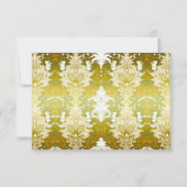 レトロ金ゴールドグリーンダマスクウェディング 出欠カード (裏面)