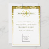 レトロ金ゴールドグリーンダマスクウェディング 招待状 (裏面)