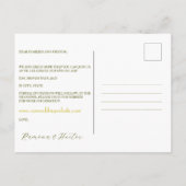 レトロ金ゴールドグリーンダマスク日付の保存 案内ポストカード (裏面)