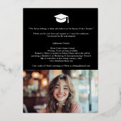 レトロ金ゴールドスクリプトスターズ3-Photo卒業パーティー 箔招待状 (裏面)