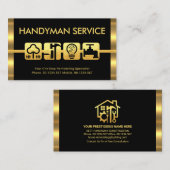 レトロ金ゴールドストライプ手作りツールMotif 名刺 (正面/裏面)