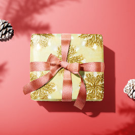 レトロ金ゴールドスノーフレークスホリデーラッピング紙 ラッピングペーパー