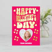 レトロ金ゴールドハッピーバレンタインデーキッズフォトカード 箔シーズンカード (立ち正面)