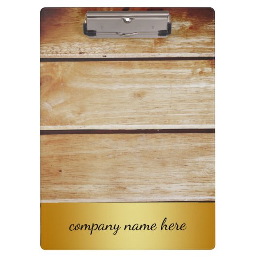 レトロ金ゴールドバッジベージュ竹テクスチャパターンクリップ クリップボード (正面)