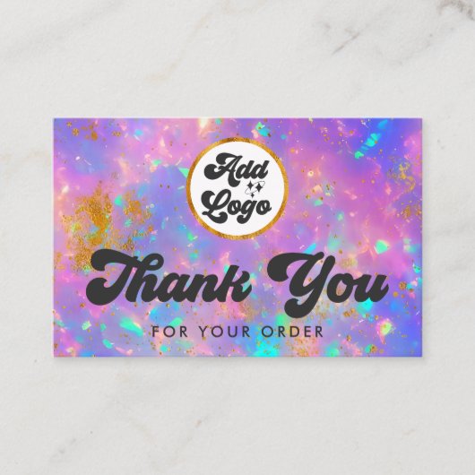 レトロ金ゴールドファイアオペルジェムストーン追加ロゴありがとう 名刺 (正面)