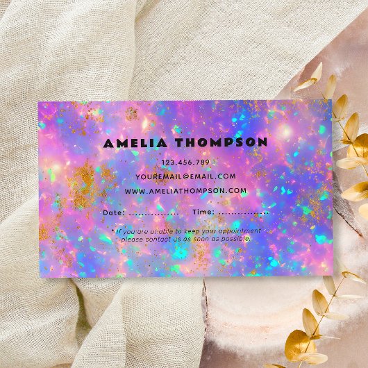 レトロ金ゴールドファイアオペルストーンアポイントメントカード 名刺