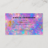 レトロ金ゴールドファイアオペルストーンアポイントメントカード 名刺 (裏面)