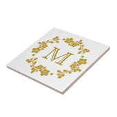 レトロ金ゴールドフローラ縁どモノグラム タイル (側面)