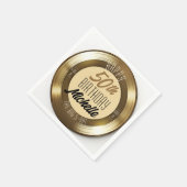 レトロ金ゴールドブラックビニールレコード50th誕生日パーティー スタンダードカクテルナプキン (角)