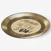 レトロ金ゴールドブラックビニールレコード50th誕生日パーティー ペーパープレート (アングル)