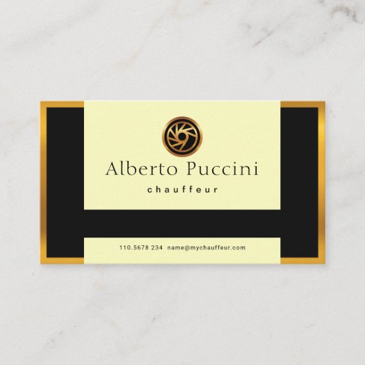 レトロ金ゴールドプルダウンタスタイリッシュブ運転手 名刺 (正面)