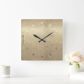 レトロ金ゴールドホリデーヴィベ スクエア壁時計 (ホーム)