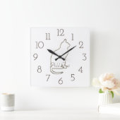 レトロ金ゴールドホリデーヴィベ スクエア壁時計 (ホーム)