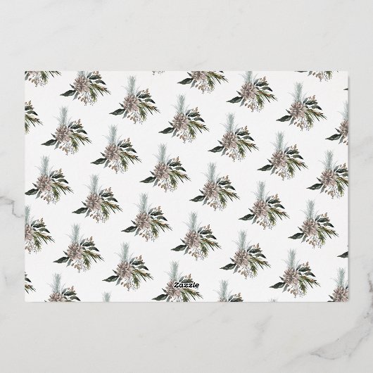 レトロ金ゴールドレタリングメリークリスマスフォト 箔シーズンカード (裏面)