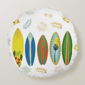 レトロ金ゴールド熱帯沿岸サーフボード ラウンドクッション (裏面)