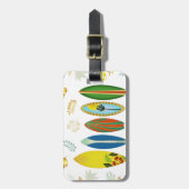 レトロ金ゴールド熱帯沿岸サーフボード ラゲッジタグ (正面縦)