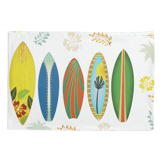 レトロ金ゴールド熱帯沿岸サーフボード 枕カバー (裏面)